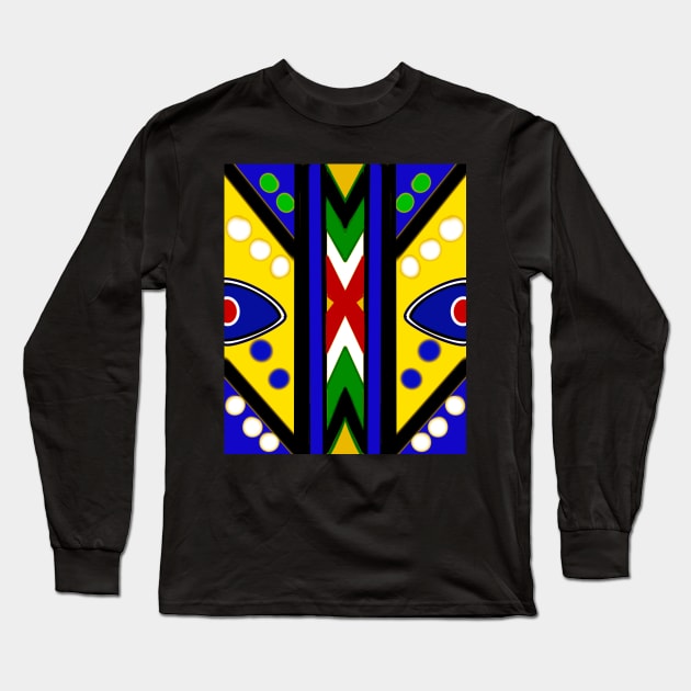 Kente Kinte cloth iii blue traditional indigenous pattern design inspired by Ghanaian kenten weaving Long Sleeve T-Shirt by Artonmytee